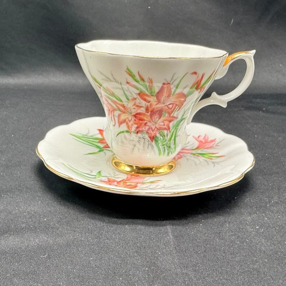 Royal Albert Friendship Series Gladiolus Tea Cup and Saucer Set Bone China